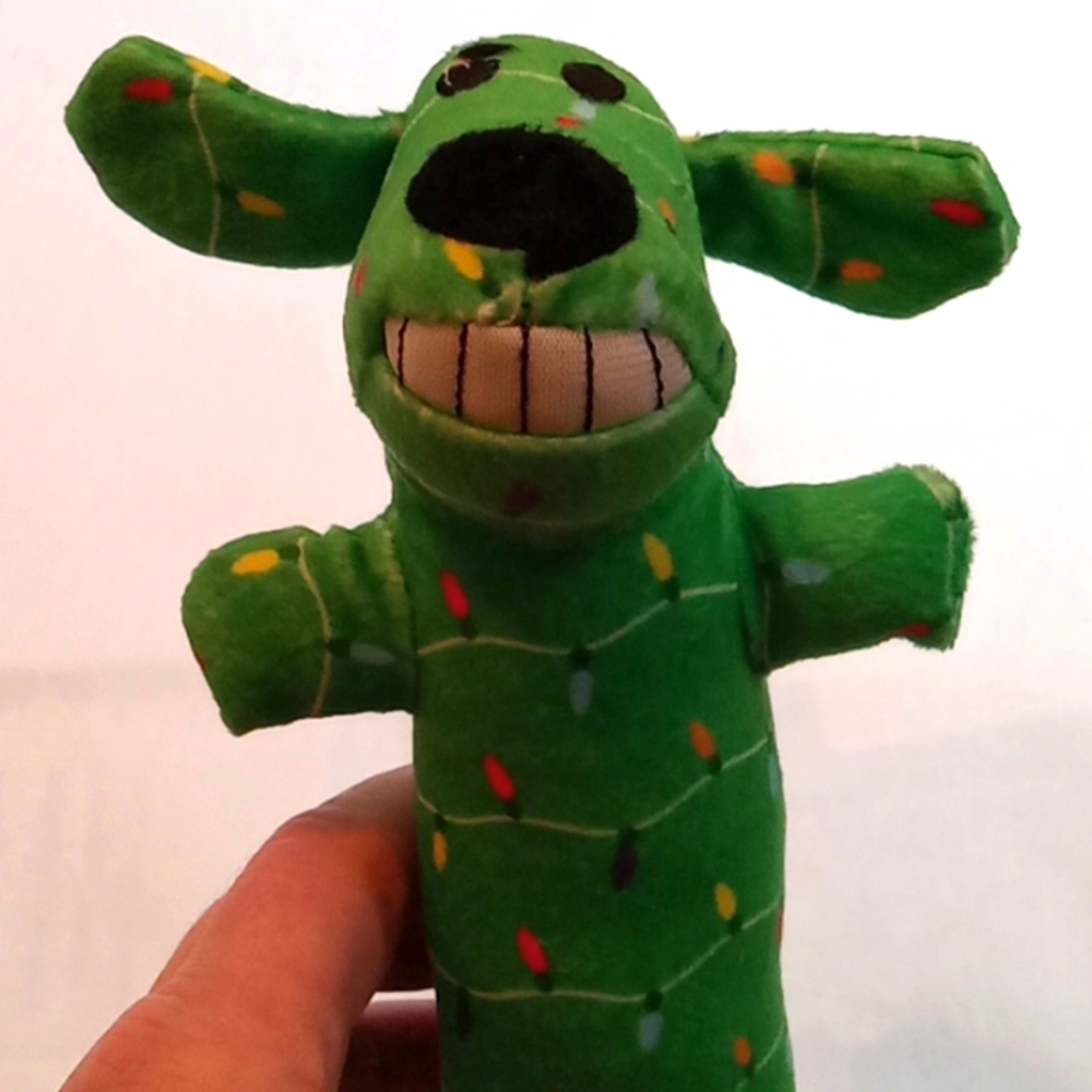 NEW - DOG TOY - GREEN MULTI-COLORED  HOLIDAY LONG DOG
